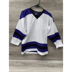 Vintage 90s Reach Deadstock Sports Blank Practice Hockey Jersey White Purple
